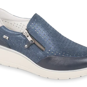 Valleverde 36213 mocassino sportivo in nabuk blue con zeppa