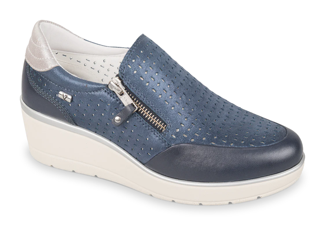 Valleverde 36213 mocassino sportivo in nabuk blue con zeppa - immagine 2
