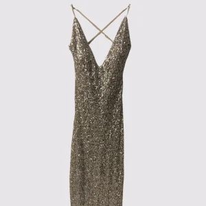 Abito Pailettes oro con scollo profondo