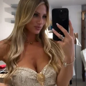 Abito paillettes Panna Tg Unica Elasticizzato con dettagli oro