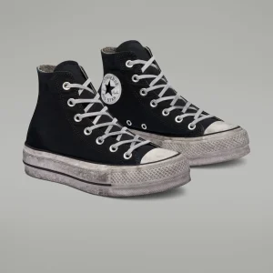 CONVERSE 564527C CHUCK TAYLOR ALL STAR PLATFORM SMOKED CANVAS HIGH TOP BLACK