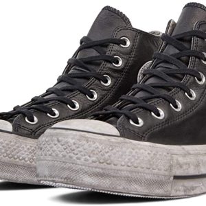 CONVERSE 562908C CHUCK TAYLOR ALL STAR LEATHER SMOKE PLATFORM HIGH TOP