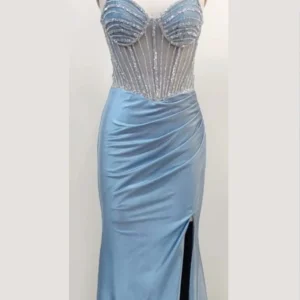 Abito a corpetto con strisce di strass