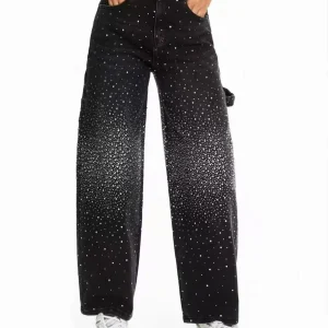 Jeans carpenter con strass - mom fit