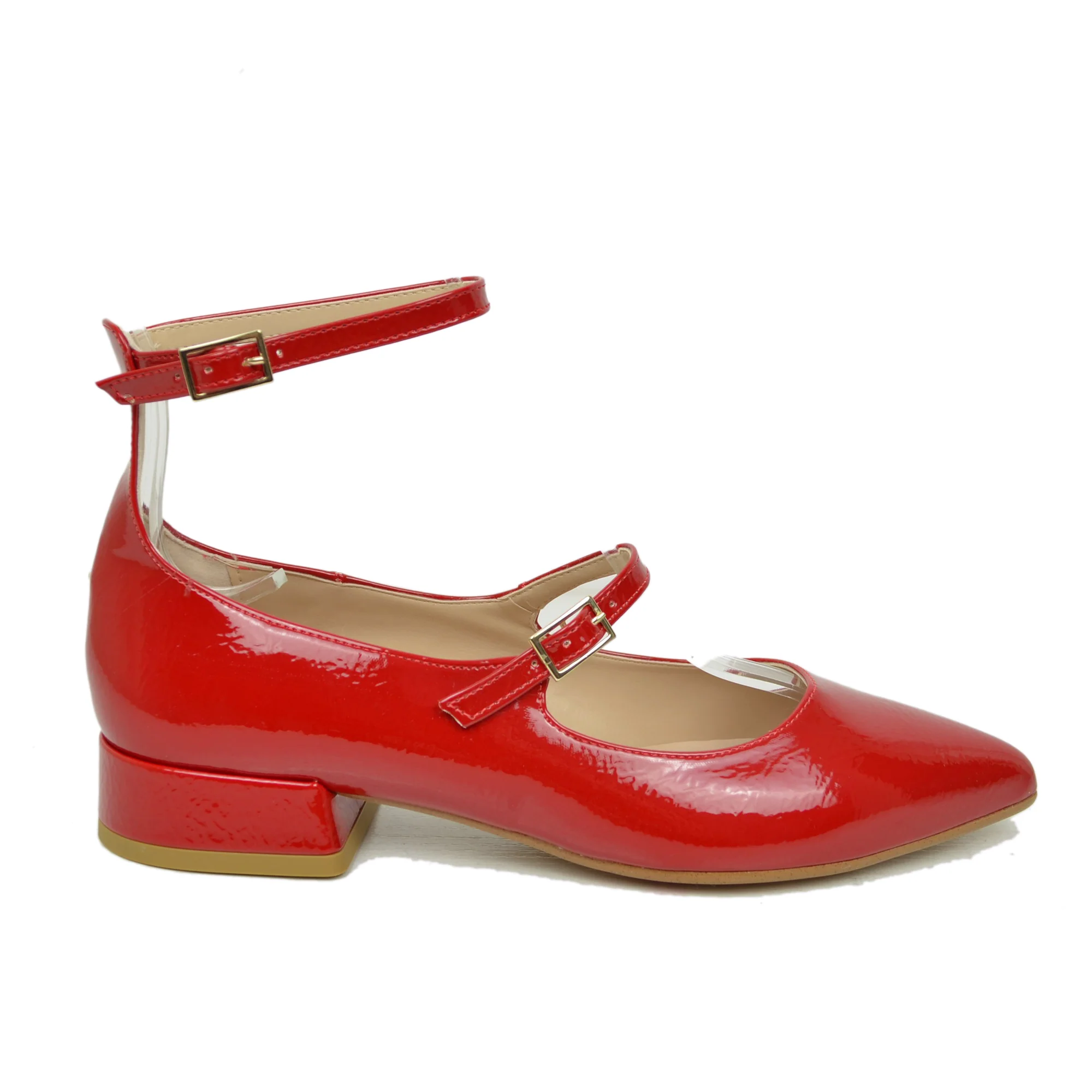 Ballerine Donna a Punta color Rosso Lucido Mary Jane Made in Italy - immagine 3