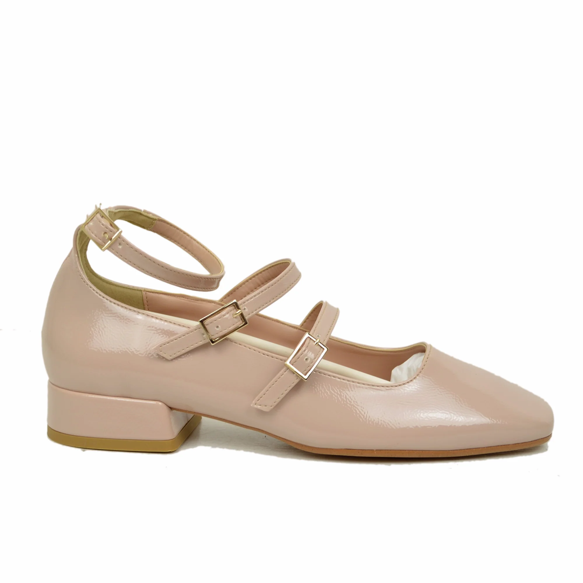 Ballerine Donna Cipria Punta Squadrata Mary Jane Made in Italy - immagine 3