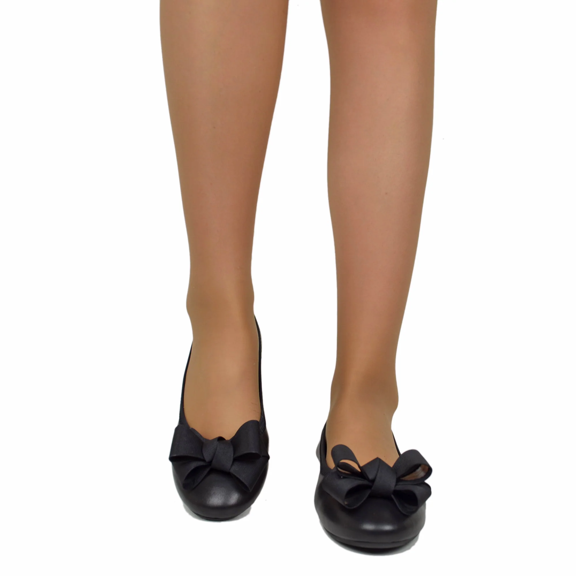 Ballerine Donna Nere con Fiocco Elasticizzate con Zeppetta interna - immagine 3