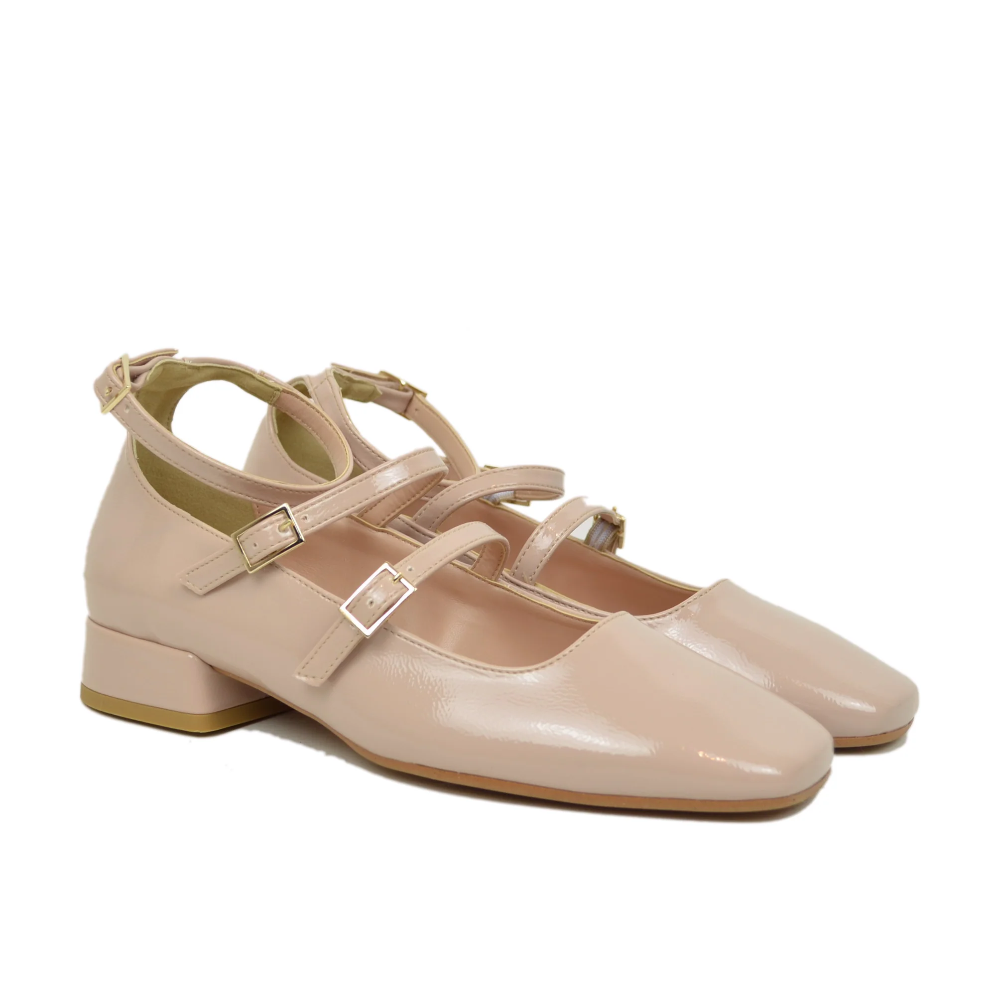 Ballerine Donna Cipria Punta Squadrata Mary Jane Made in Italy - immagine 4