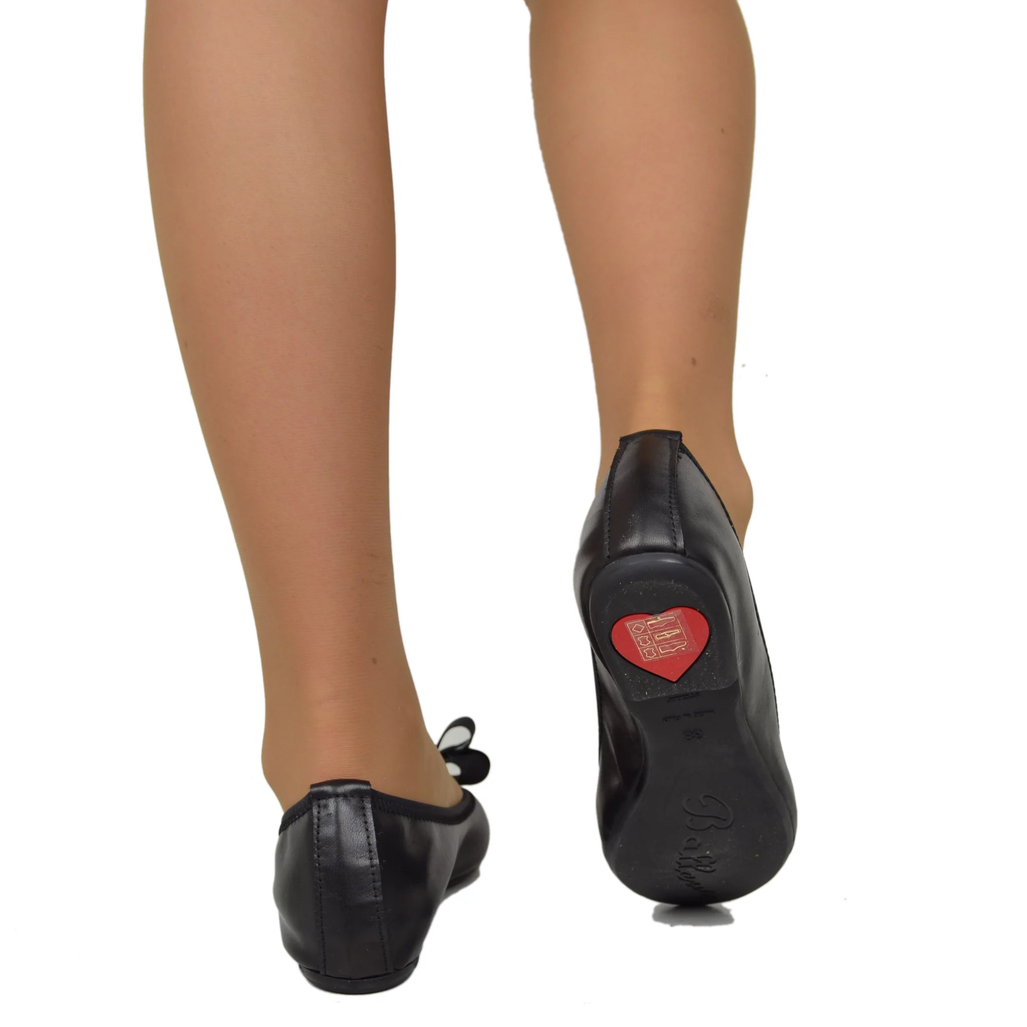 Ballerine Donna Nere con Fiocco Elasticizzate con Zeppetta interna - immagine 5