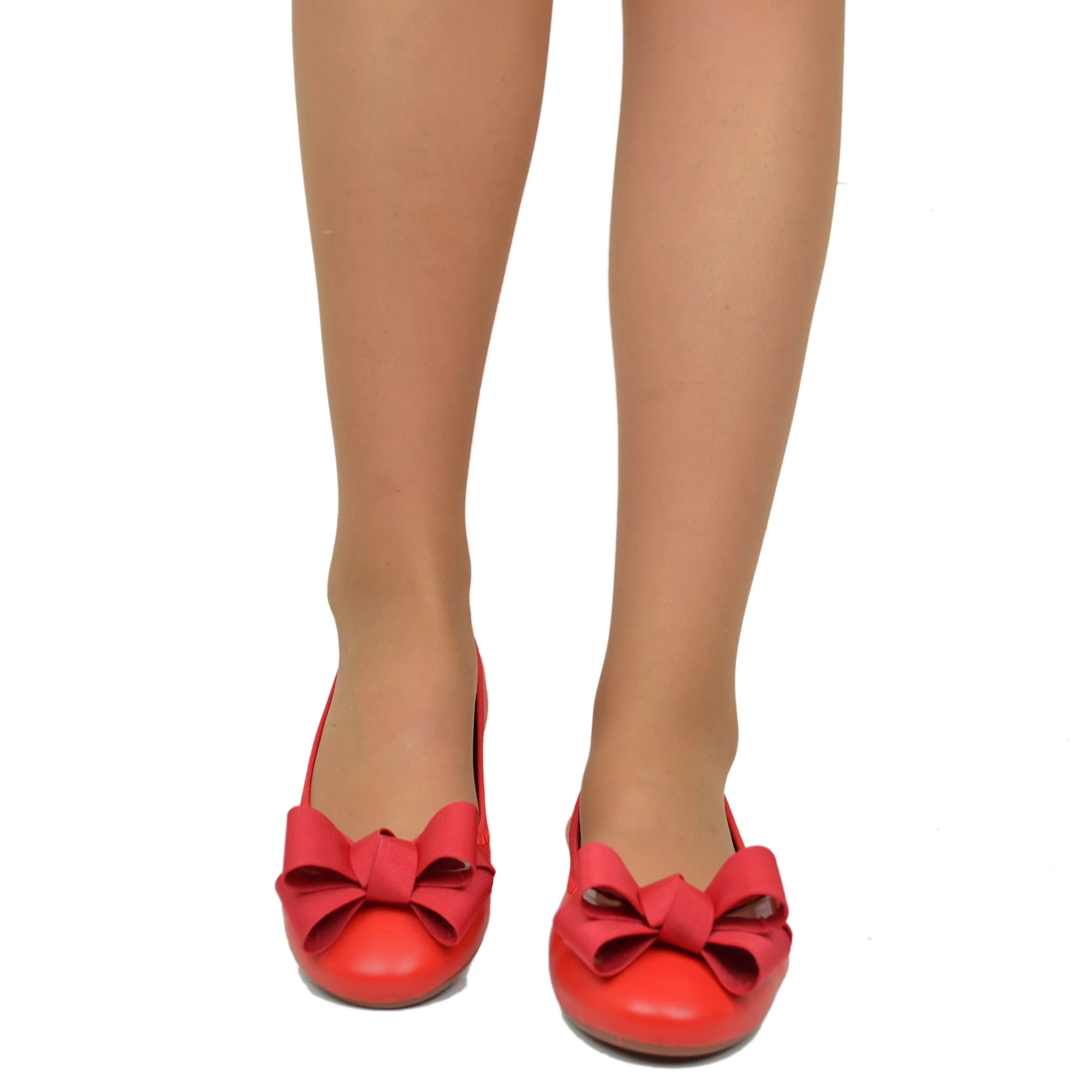 Ballerine Donna Rosse con Fiocco Elasticizzate con Zeppetta interna - immagine 4