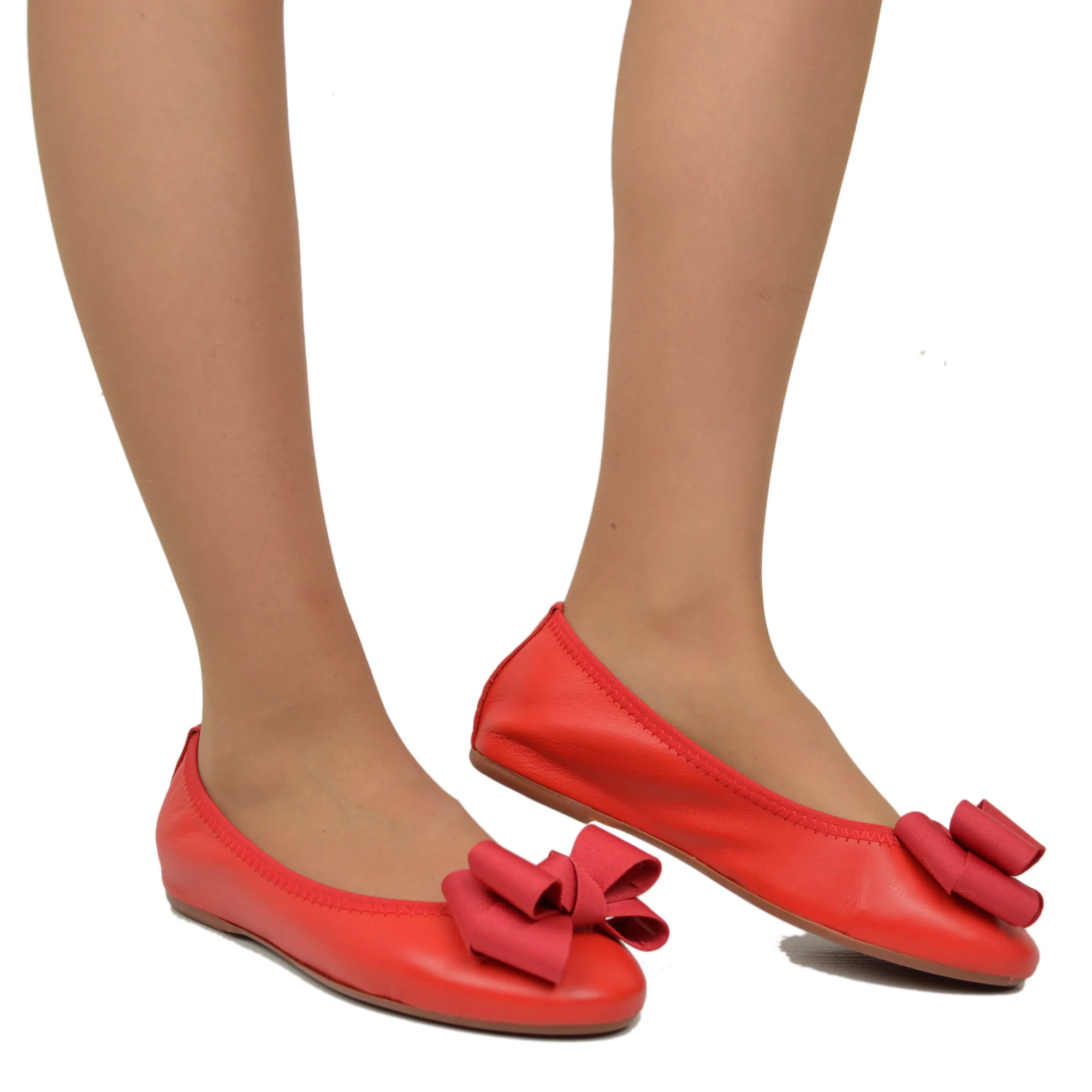 Ballerine Donna Rosse con Fiocco Elasticizzate con Zeppetta interna - immagine 5