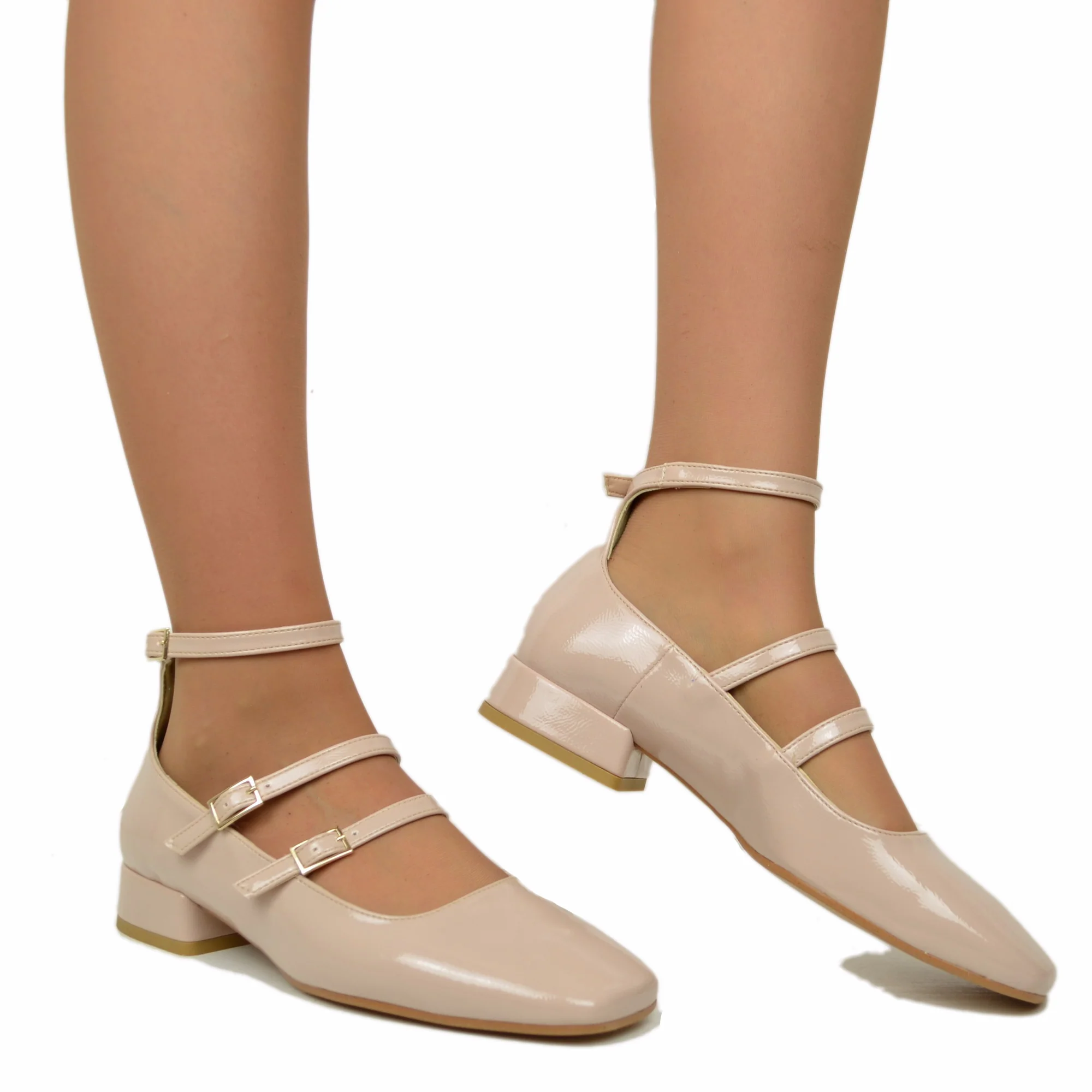 Ballerine Donna Cipria Punta Squadrata Mary Jane Made in Italy - immagine 6