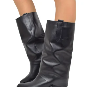 Texani con Ghetta Tacco Medio Vera Pelle Artigianali Black