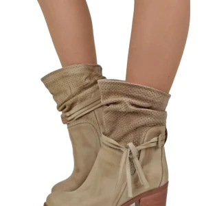 Stivaletti Donna in Vera Pelle Sfumata effetto Vintage Made in Italy Fango