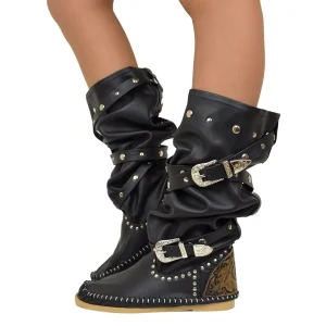 Indianini Ibiza in Pelle Neri con Fibbie Originali KikkiLine