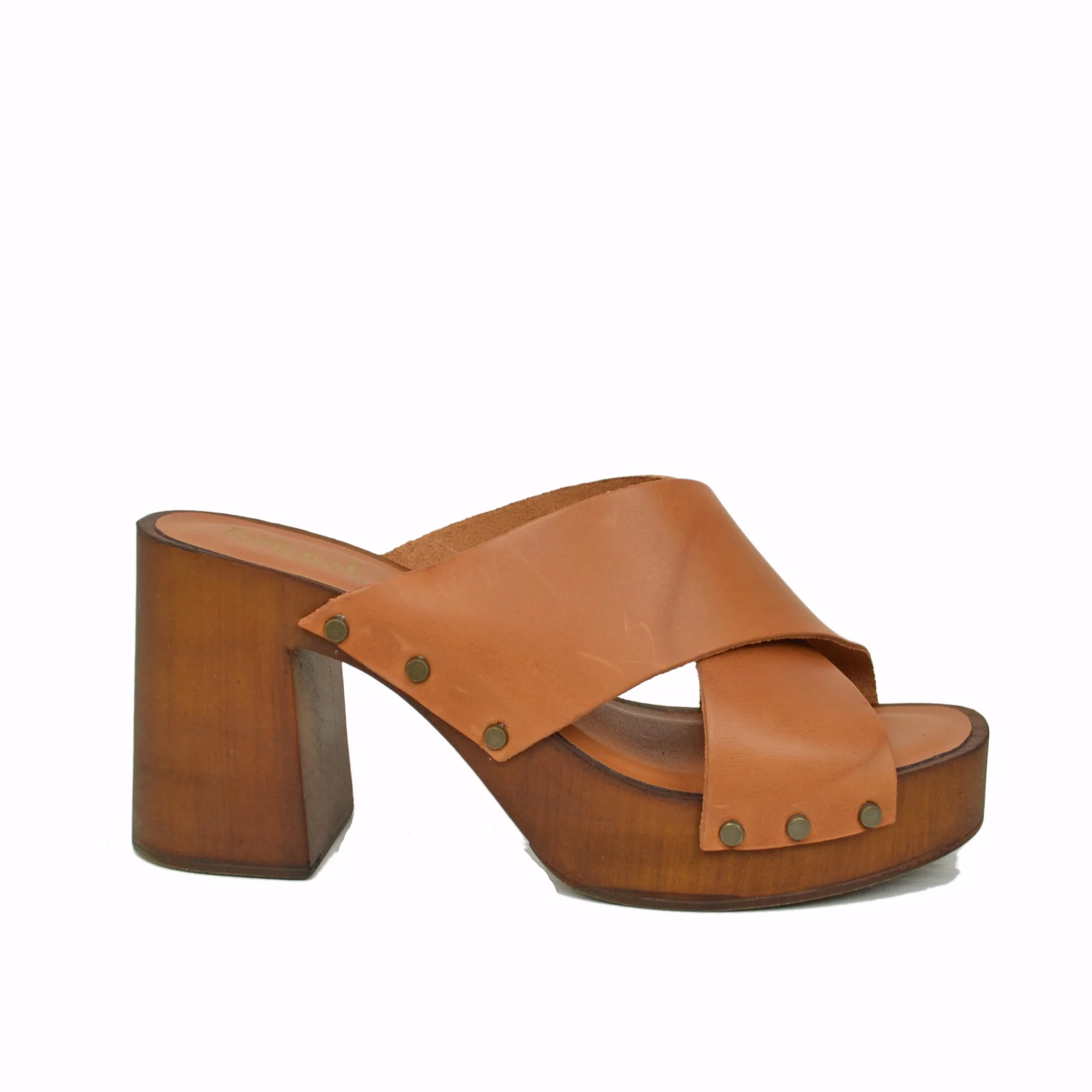 Zoccoli Donna Cuoio Ciabattone in Pelle Ingrassata con Suola Morbida - immagine 3