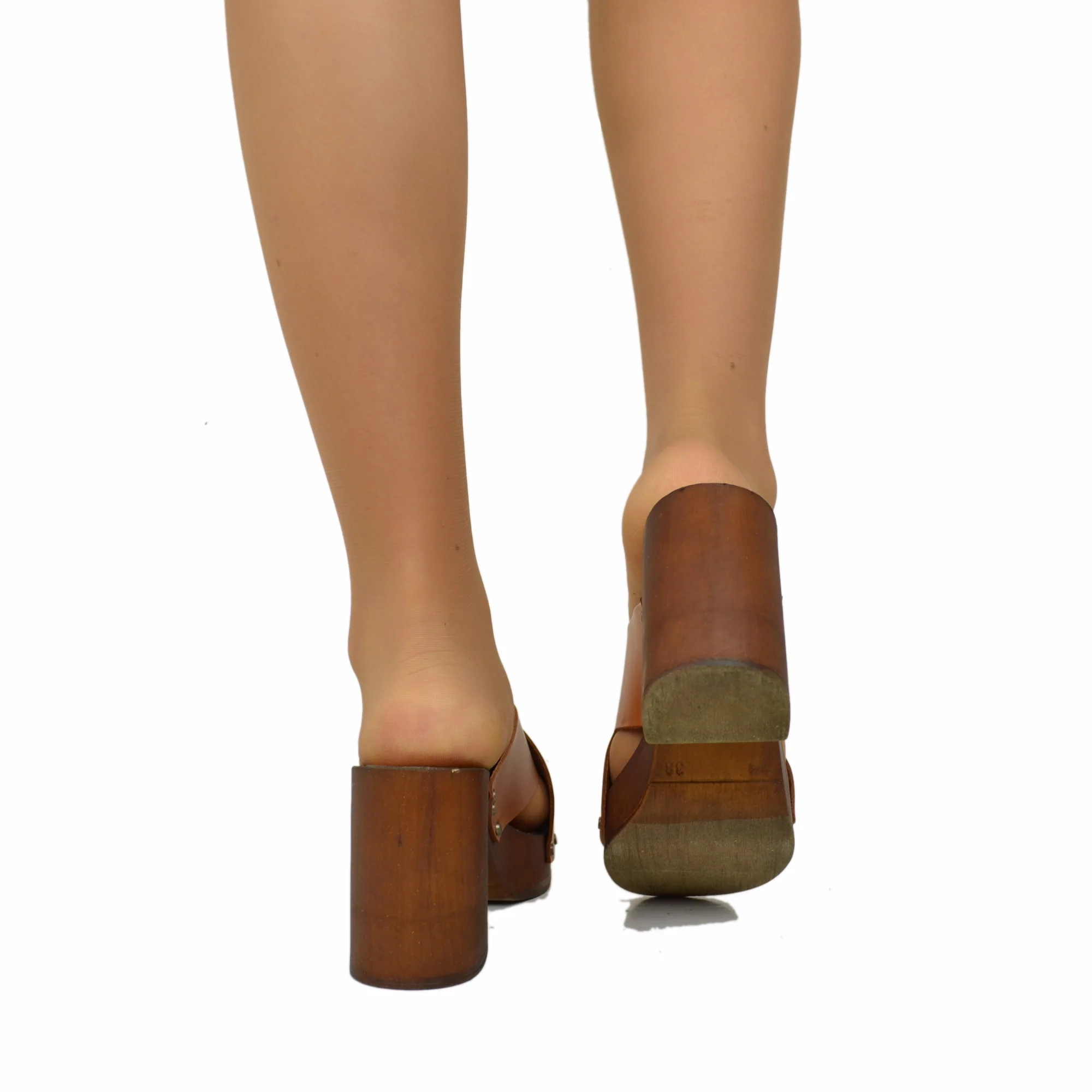 Zoccoli Donna Cuoio Ciabattone in Pelle Ingrassata con Suola Morbida - immagine 6