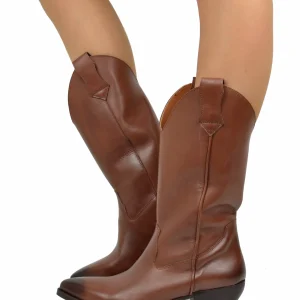 Texani VERA PELLE Made in Italy Stivali da Cowboy Cuoio Lisci Camperos