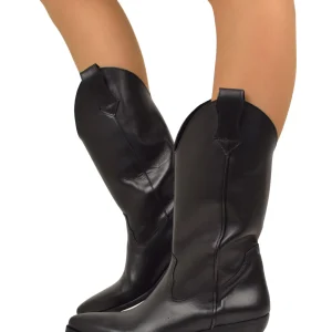 Texani VERA PELLE Made in Italy Stivali da Cowboy Neri Lisci Camperos