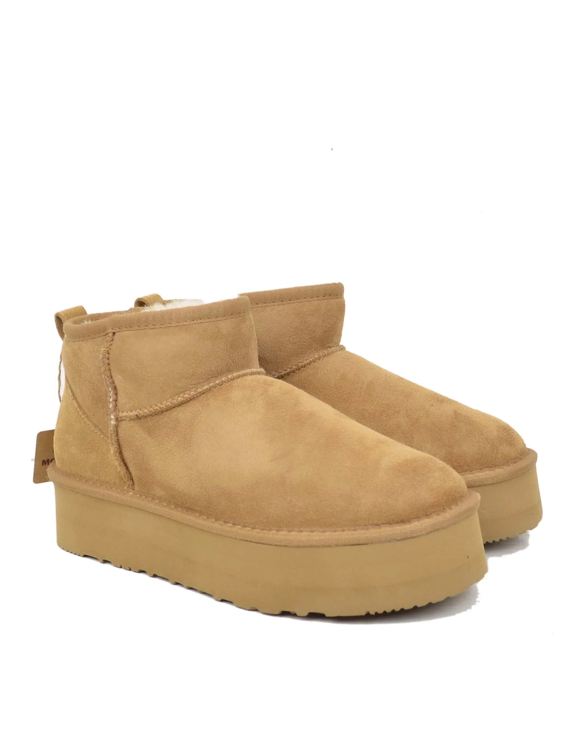 Stivali con Pelo in Vero Montone Platform Boots Camel - immagine 3