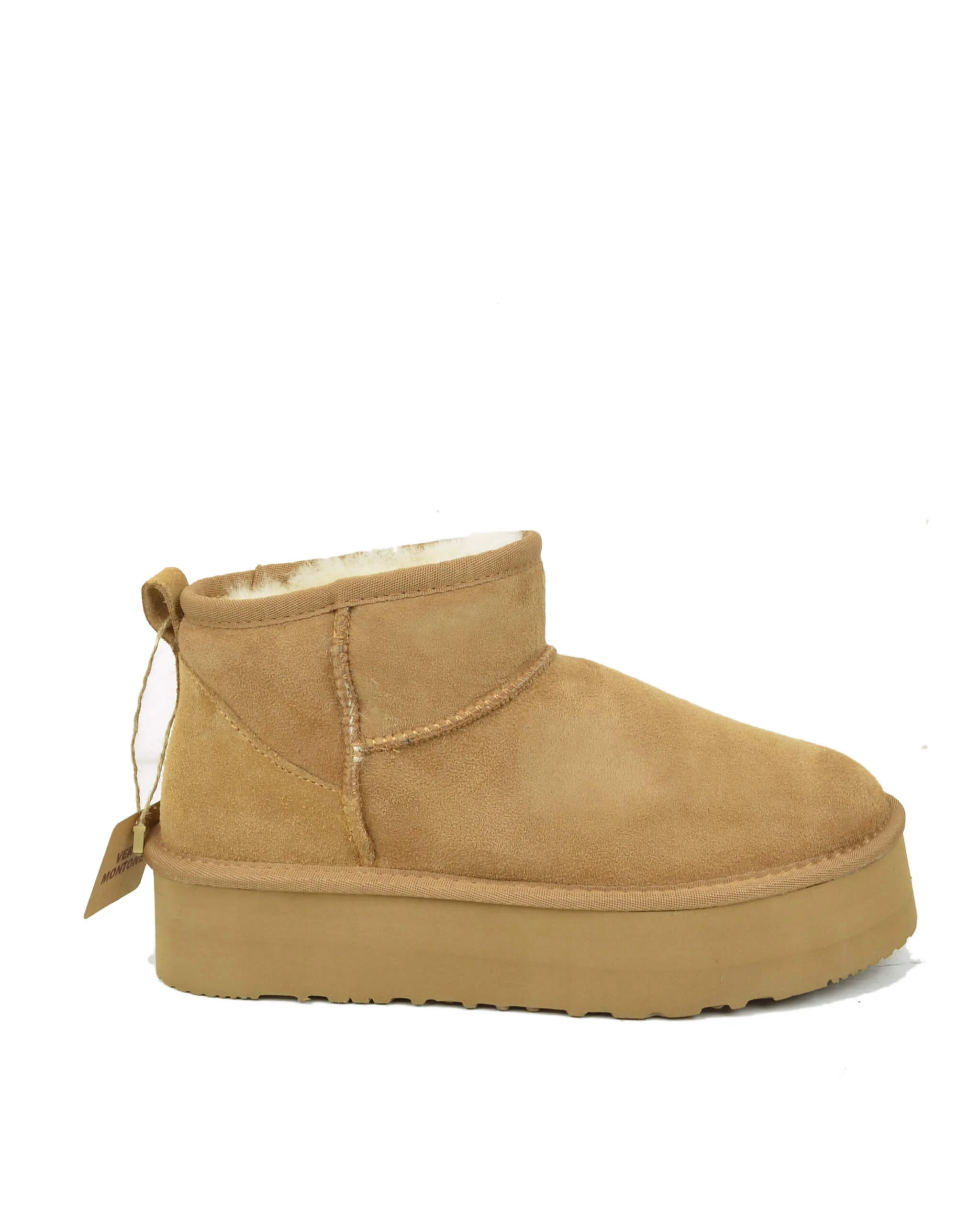 Stivali con Pelo in Vero Montone Platform Boots Camel - immagine 5