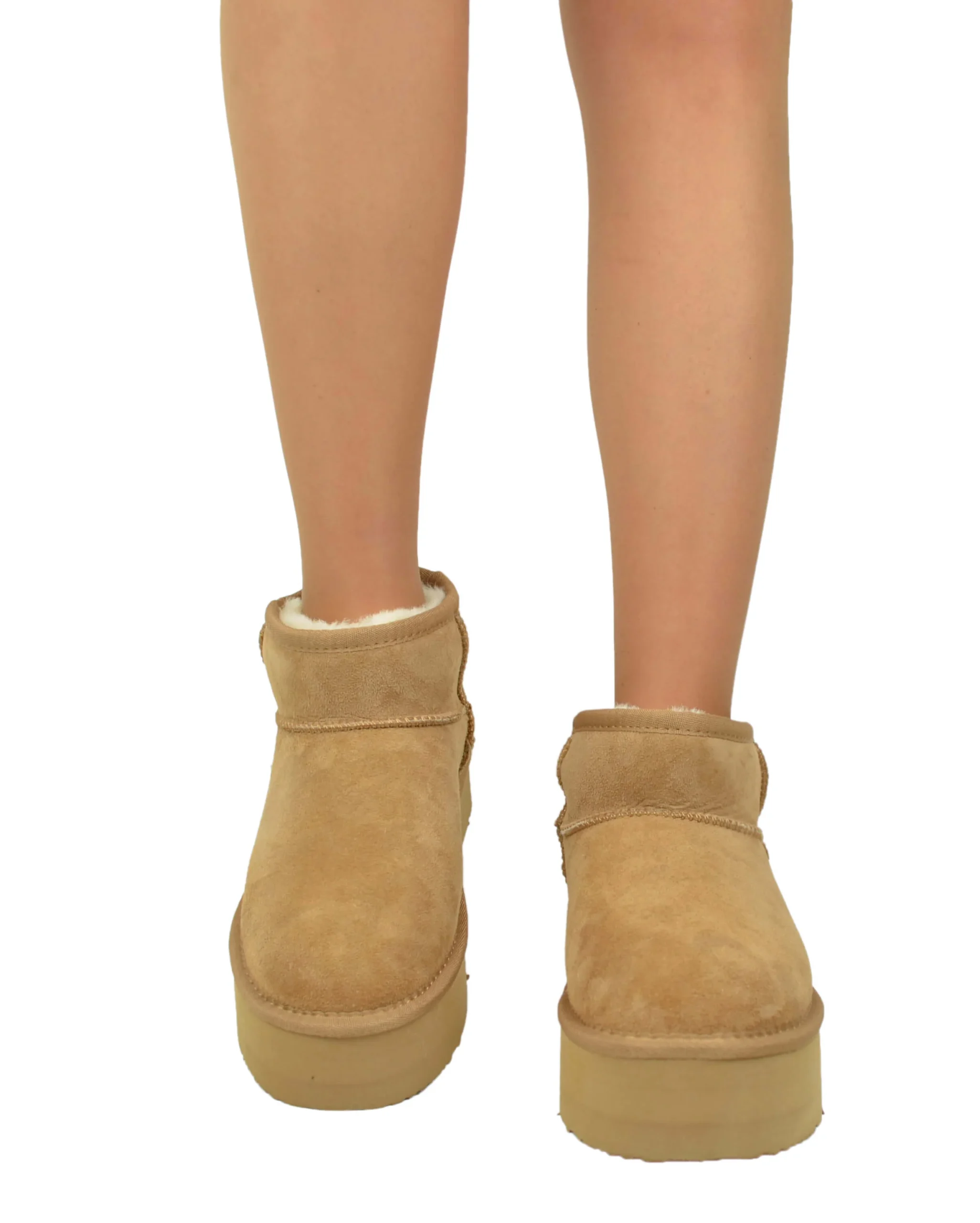 Stivali con Pelo in Vero Montone Platform Boots Camel - immagine 6