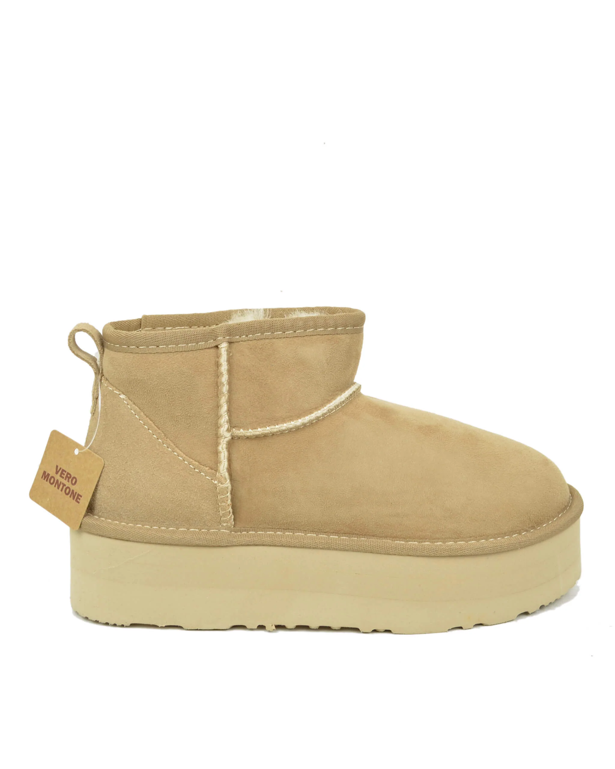 Stivali con Pelo in Vero Montone Platform Boots Beige - immagine 7