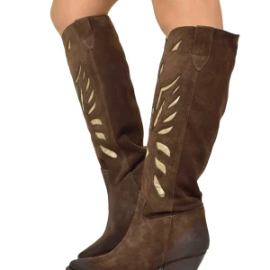 Texani con Intagli DIVINE FOLLIE a Farfalla Dorati Scamosciati Marrone Cioccolato