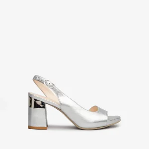 NERO GIARDINI E012862DE SANDALI DONNA IN PELLE ARGENTO
