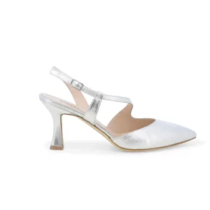 Melluso E1634W décolleté donna slingback in pelle wash argento