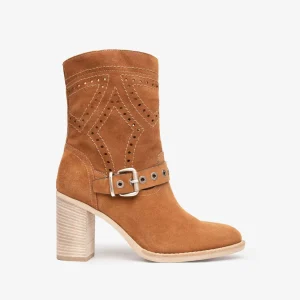 NERO GIARDINI E217900D STIVALETTI DONNA IN CAMOSCIO TABACCO