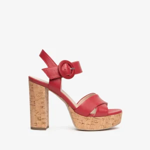 NERO GIARDINI E218631D SANDALI DONNA IN PELLE PAPAVERO