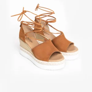 NERO GIARDINI E218810D SANDALI DONNA IN CAMOSCIO TABACCO