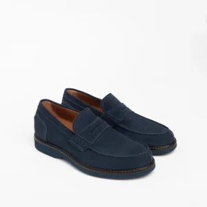 NERO GIARDINI E302790UE MOCASSINI IN CAMOSCIO BLU