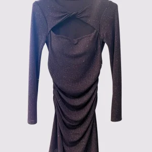 Abito corto lurex - marrone