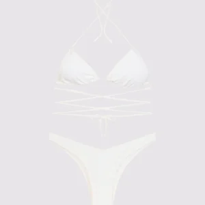 Bikini Donna F**K Triangolo con Slip Americano Fisso Bianco 1141-WH