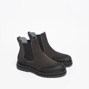 NERO GIARDINI I304011U STIVALETTI CHELSEA UOMO IN CAMOSCIO CARBONE