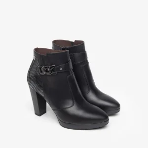 NERO GIARDINI I308250D TRONCHETTI DONNA IN PELLE NERO