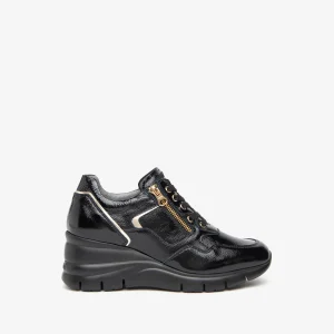 Nero Giardini I411485D Sneakers donna in vernice e materiale tecnico nero