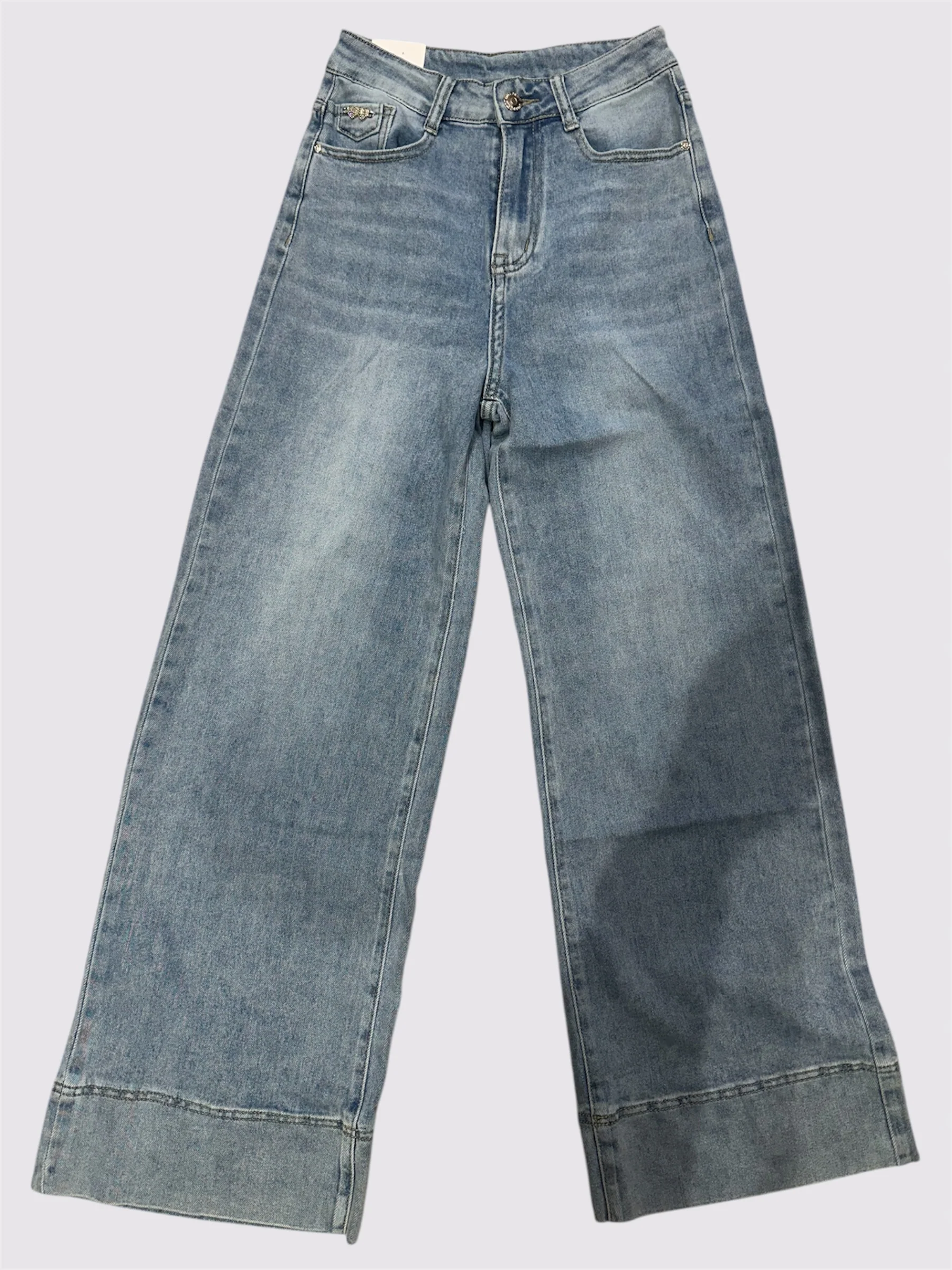 Jeans a Palazzo vita alta con dettaglio sul orlo alto