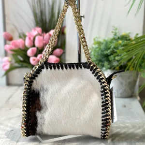 Borsa con Catena Dorata in Pelle Cavallino Maculata