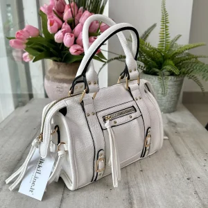 Borsa Mini color Bianco Similpelle a Spalla con Tracolla e Zip