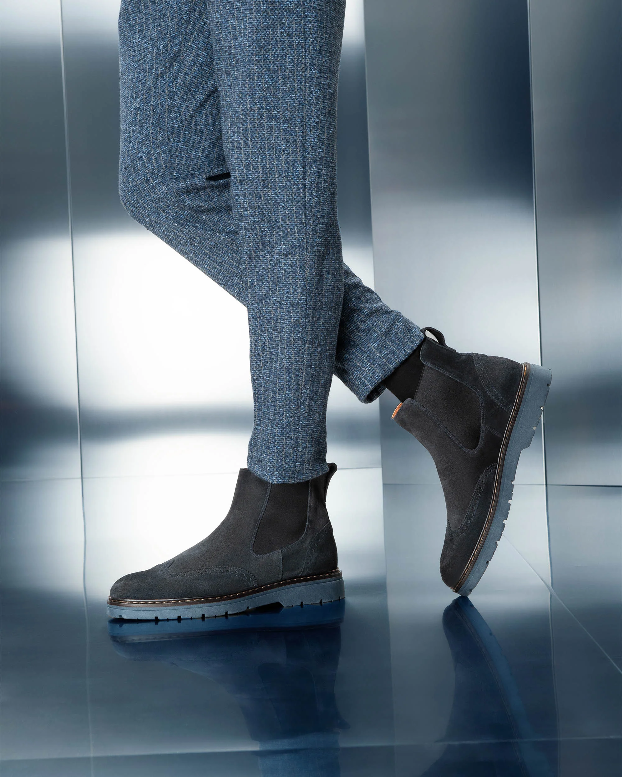 Nero Giardini I400351U Stivaletti chelsea uomo in camoscio blù - immagine 3