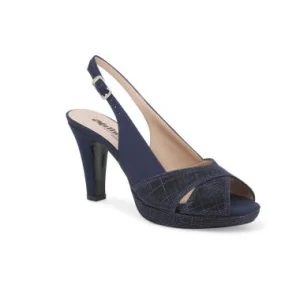 MELLUSO J585D SANDALO DONNA ELEGANTE CERIMONIA IN TESSUTO BLU