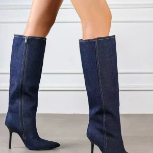 Stivali in jeans con tacco