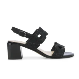 Melluso K35552 Sandalo donna in tessuto e camoscio nero