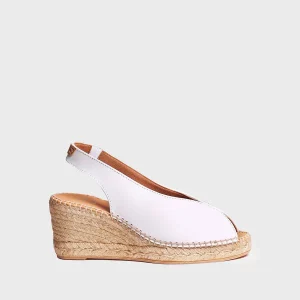 Toni Pons Laila espadrillas con zeppa e punta aperta stile peep toe bianco
