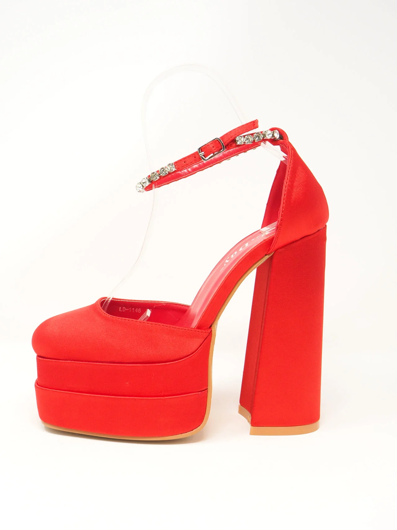 Décolleté in raso con tacco grosso - immagine 2