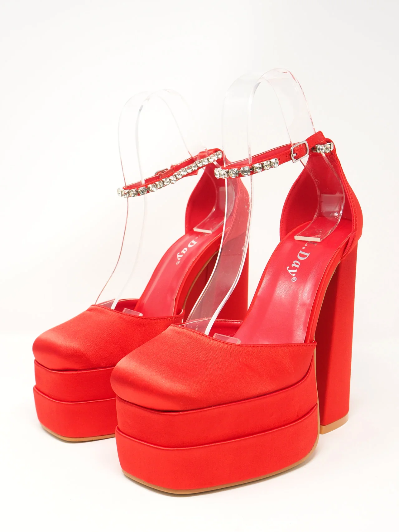 Décolleté in raso con tacco grosso - immagine 3