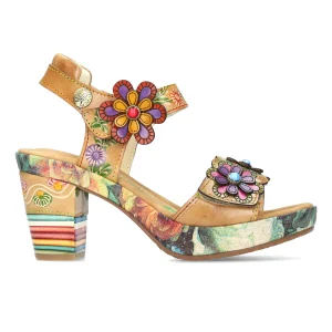 Laura Vita Nellao 05 sandalo floreale con tacco beige
